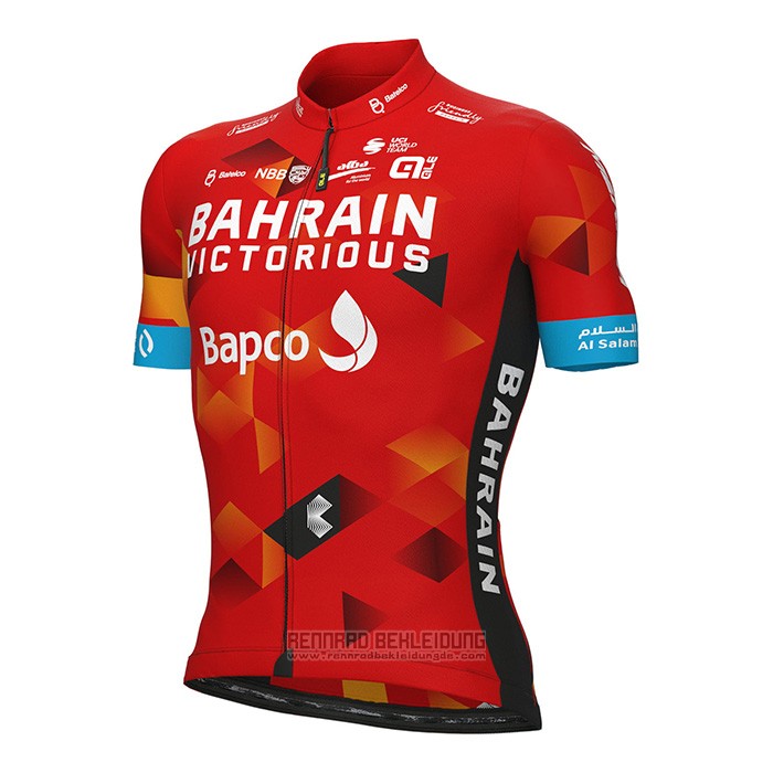 2022 Fahrradbekleidung Bahrain Victorious Rot Trikot Kurzarm und Tragerhose